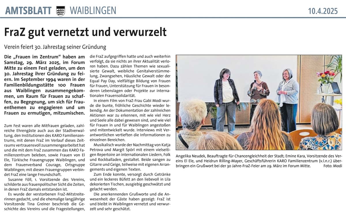 FraZ Jubiläumsfeier 30Jahre StKu