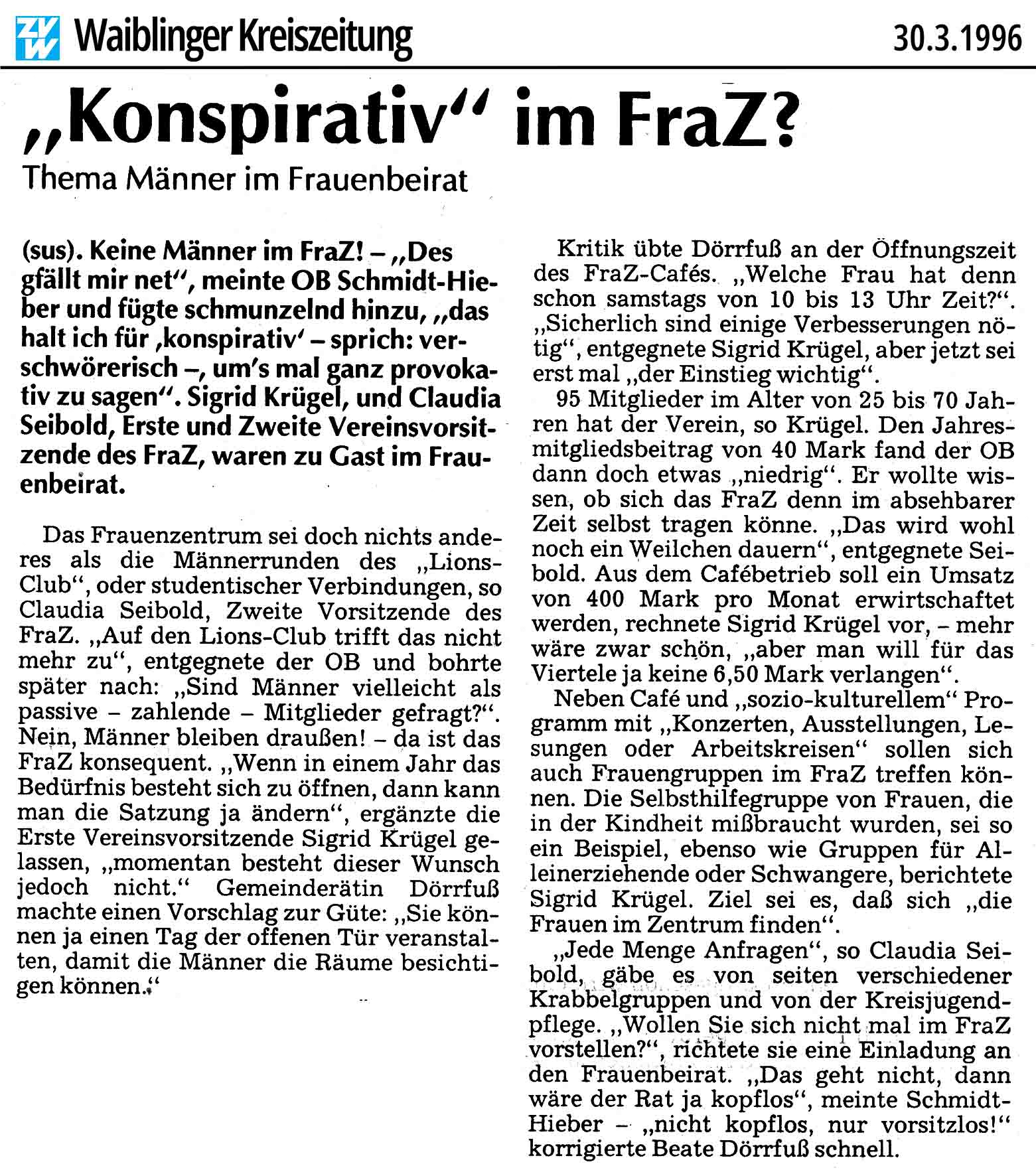 Konspirativ im FraZ?