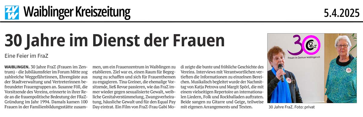 FraZ Jubiläumsfeier 30Jahre